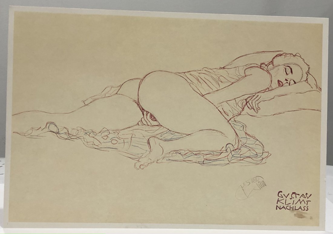 Gustav Klimt (Reclining Nude) Print: 9 1/4" x 14"