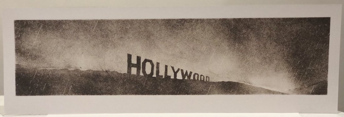 Ed Ruscha (Hollywood) Glossy Photographic Print: ED RUSCHA Hollywood Glossy photographic print on paper 12" x 37" Mounted to same sized cardstock