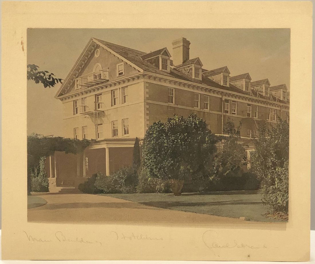 Paul Strand Platinum Photograph Signed & Titled c. 1915: PAUL STRAND (1890-1976) Hotchkiss School Main Building, Lakeview, Connecticut, circa 1915 Unique Platinum Photograph (mounted) 9 1/4" x 7" photograph, entire size: 11" x 9 1/2" Signed lower right side