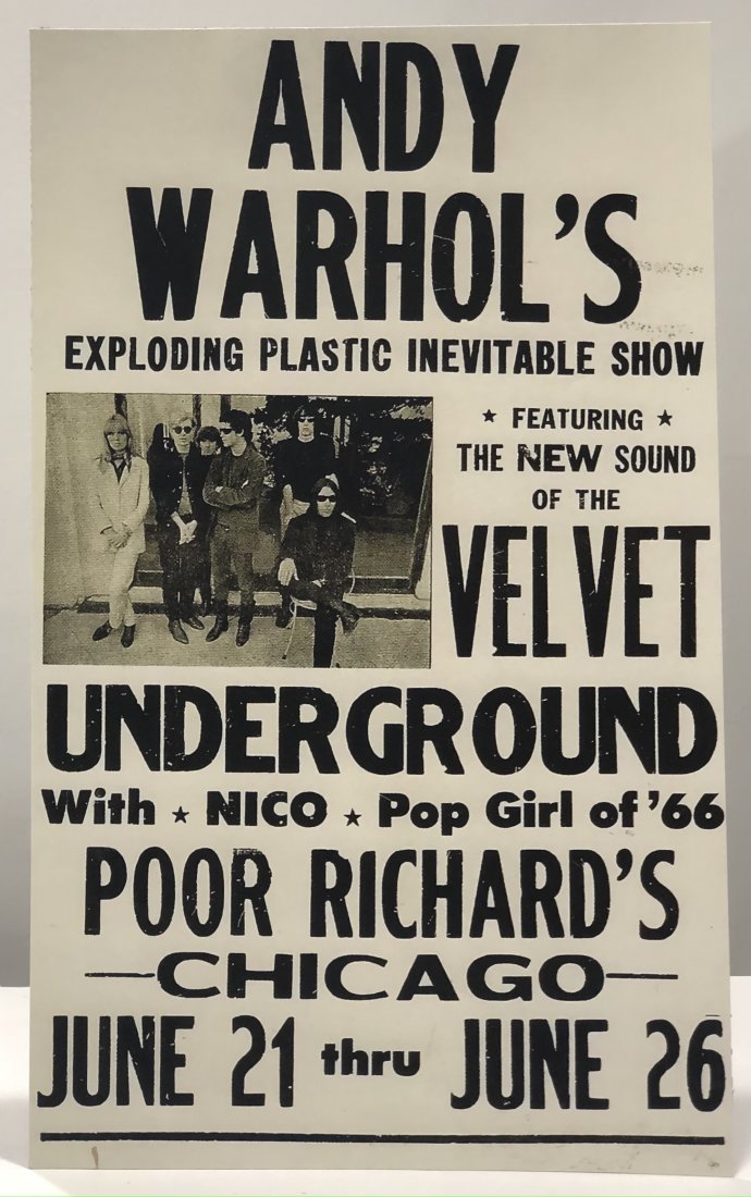 Andy Warhol Exploding Plastic Poster: ANDY WARHOL (1928-1987) Exploding Plastic 21 3/4" x 13" Mounted to same sized cardstock