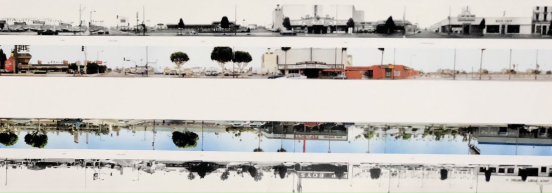 Ed Ruscha (Then and Now) Photo-Litho: ED RUSCHA (B. 1937) Then and Now, Los Angeles, California Photo-litho in colors Printed circa 21st c. 12 1/3" x 34 3/4" Mounted to same sized cardstock