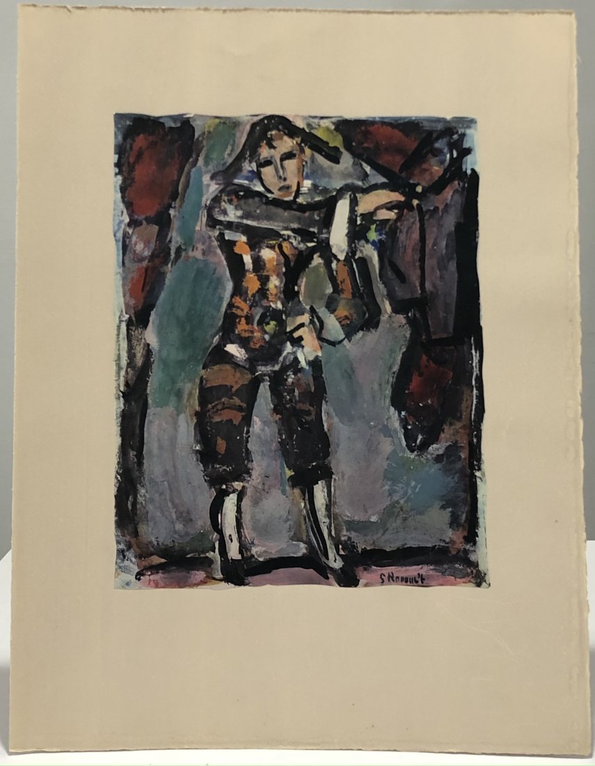 Georges Rouault Mid Century Lithograph on Arches Paper: GEORGES ROUAULT (1871-1958) Lithograph on heavy Arches paper Watermarked to lower right side 16 1/2" x 12 3/4" sheet