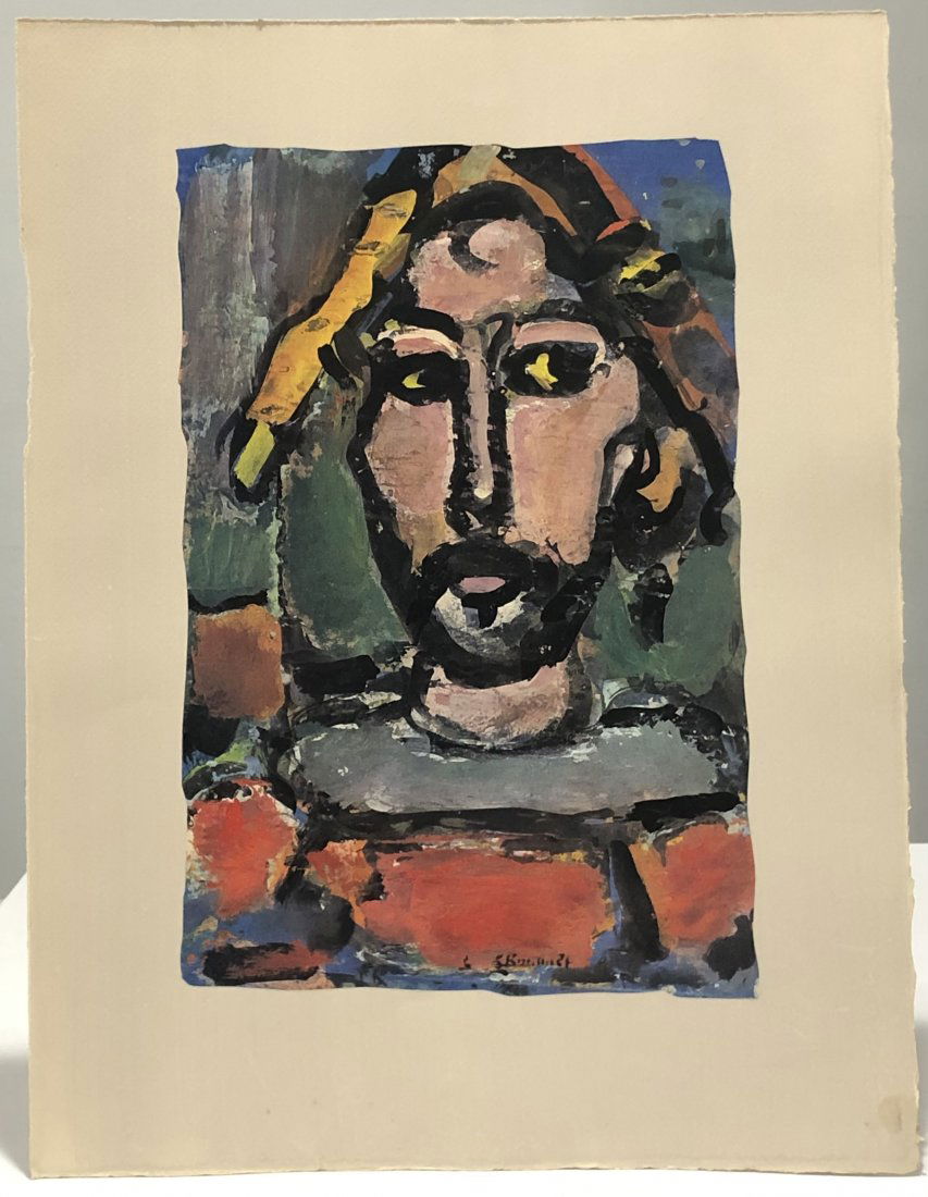 Georges Rouault Mid Century Lithograph on Arches Paper: GEORGES ROUAULT (1871-1958) Lithograph on heavy Arches paper Watermarked to lower right side 16 1/2" x 12 3/4" sheet