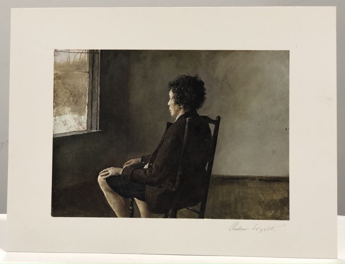 Andrew Wyeth Pencil Signed Offset Lithograph: ANDREW WYETH (1917-2009) Offset lithograph in colors 11 1/2" x 15" Signed lower side in pencil Mounted to same sized cardstock