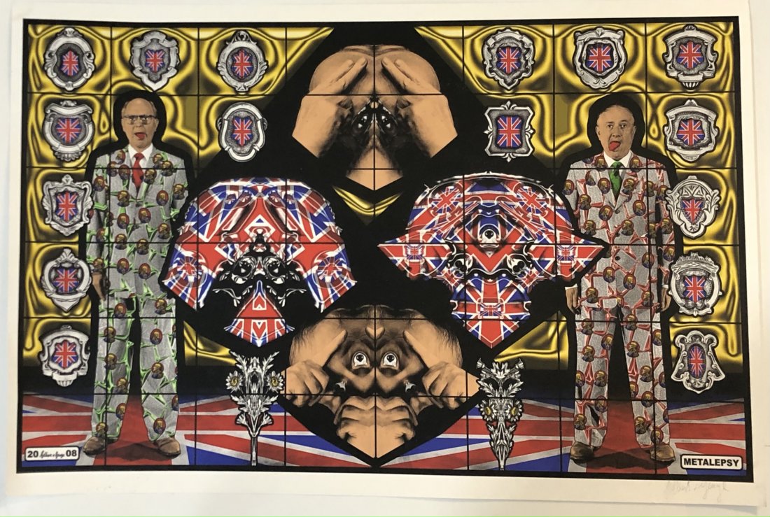 Gilbert & George (Metalepsy) Signed Print on Wove Paper: GIBERT & GEORGE "GILBERT PROESCH, GEORGE PASSMORE" Metalepsy Print in colors on wove paper 20" x 30" Signed lower right side in pencil