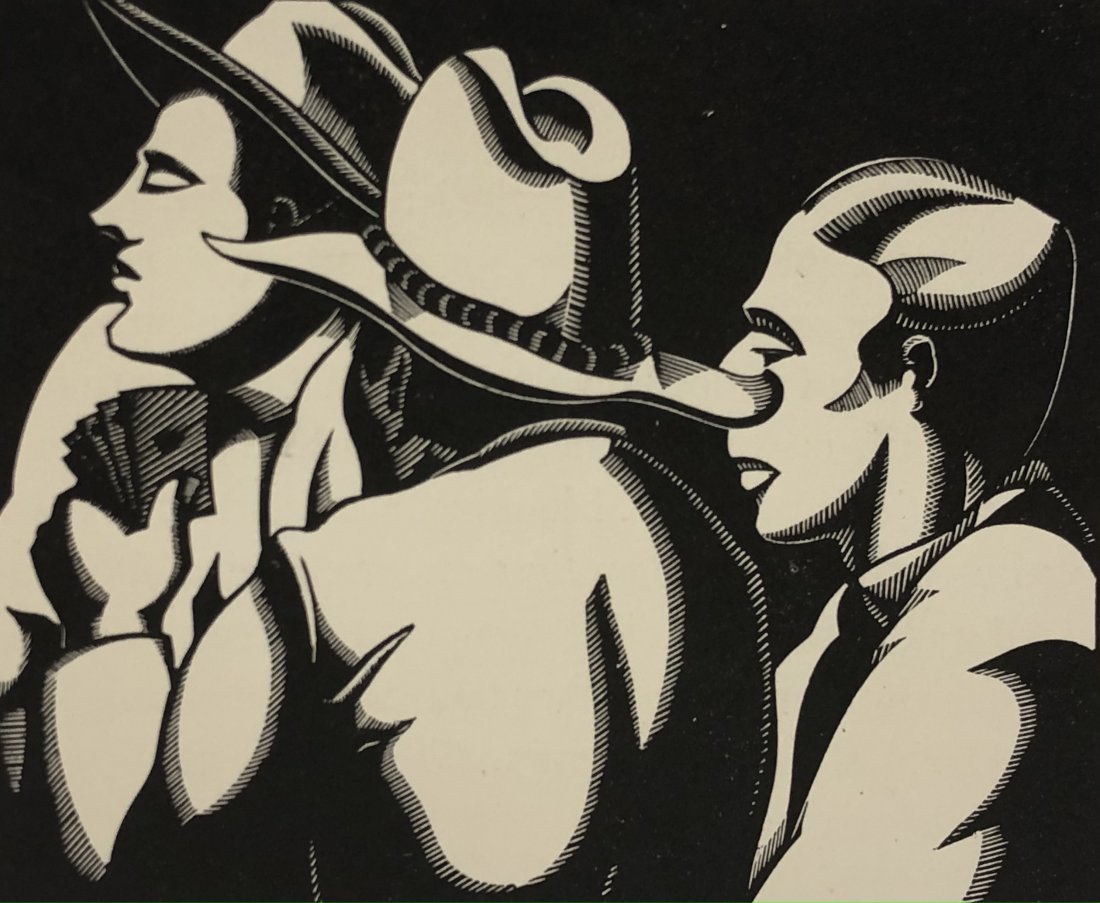 Robert Gibbings (Untitled) Woodcut on Paper c. 1930: ROBERT GIBBINGS (1889-1958) Untitled Woodcut on paper Circa 1930 3 1/4" x 4" image Mounted to same sized cardstock