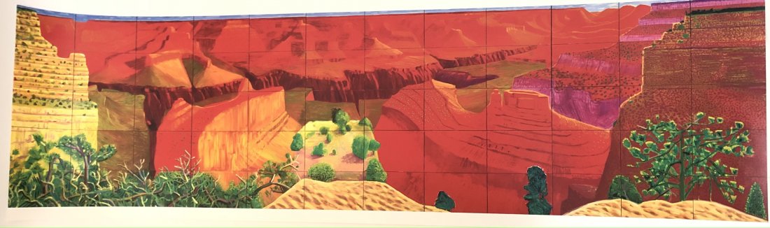 David Hockney (Grand Canyon) Signed Lithograph 1998: DAVID HOCKNEY (B. 1937) Grand Canyon, 1998 Offset lithograph in colors on paper 15 3/4" x 54" Signed in pencil lower right side Provenance: Private Collection, Denmark ; Louisiana Museum of Modern Art