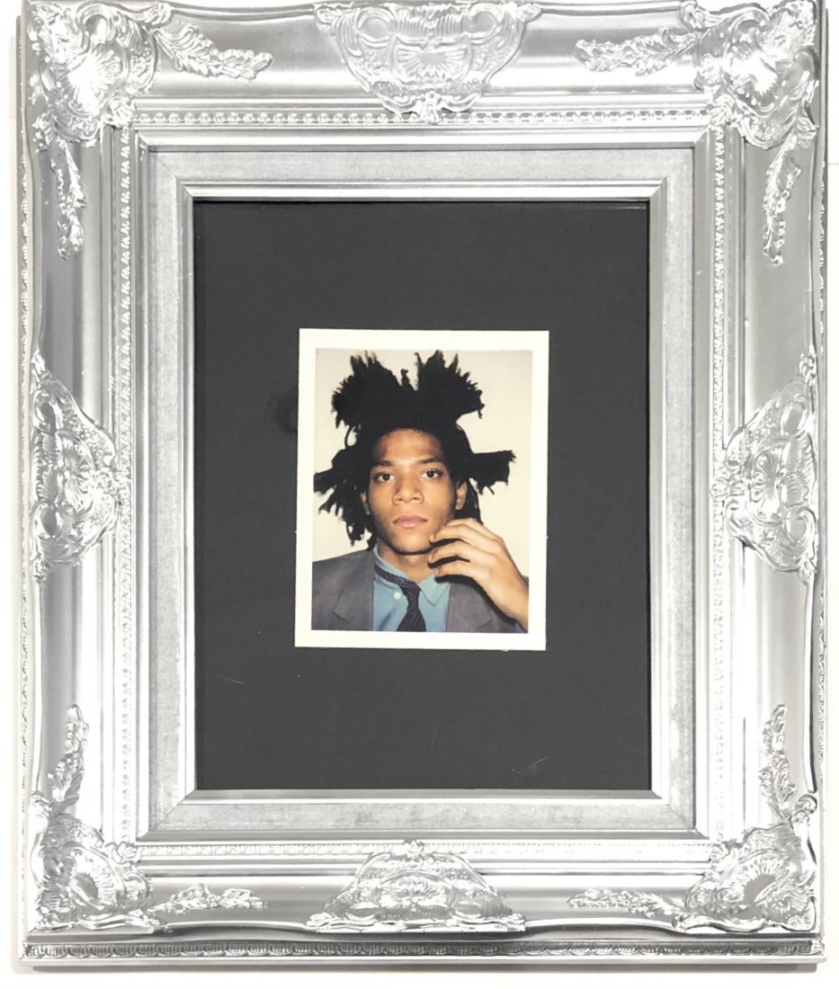 Andy Warhol "Jean-Michel Basquait, 1982" Polaroid Print: Andy Warhol "Jean-Michel Basquait, 1982" Polaroid Print. Measures 7 1/4" x 5 3/4" ; framed: 21 3/8" x 18 1/2"