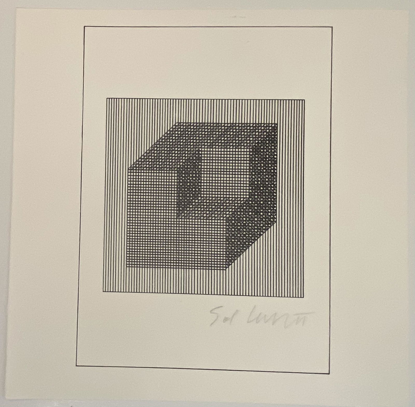 Sol Lewitt (Untitled) Hand Signed Silkscreen: SOL LEWITT (1928-2007) Untitled, Geometric Figure Silkscreen on paper 8" x 8" Signed lower side in pencil