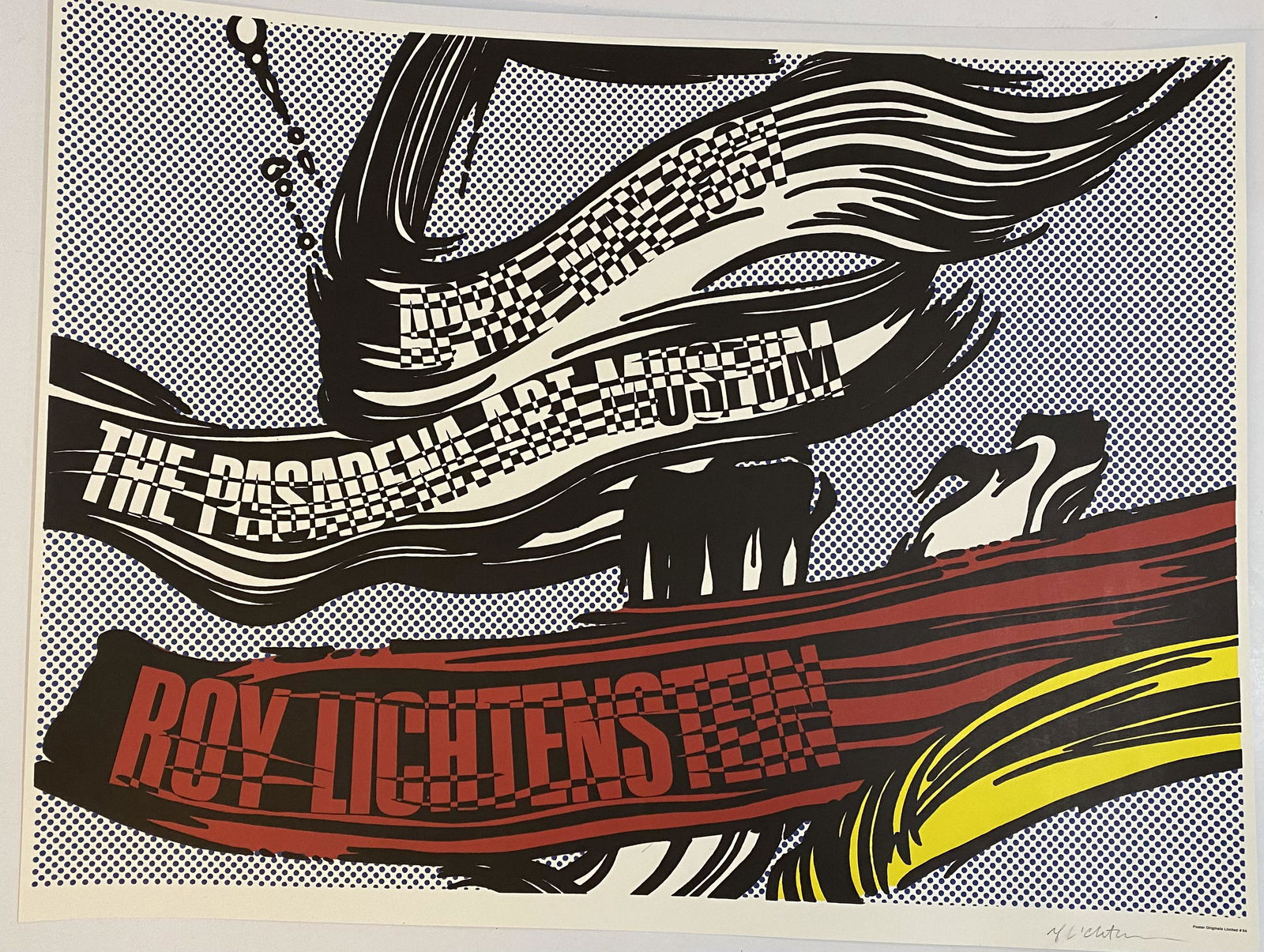 Roy Lichtenstein (Brushstroke, 1967) Signed Screenprint: ROY LICHTENSTEIN (1923-1997) Brushstroke, 1967 (Pasadena Art Museum) Screenprint in colors on paper 23" x 30" Signed lower right side in pencil