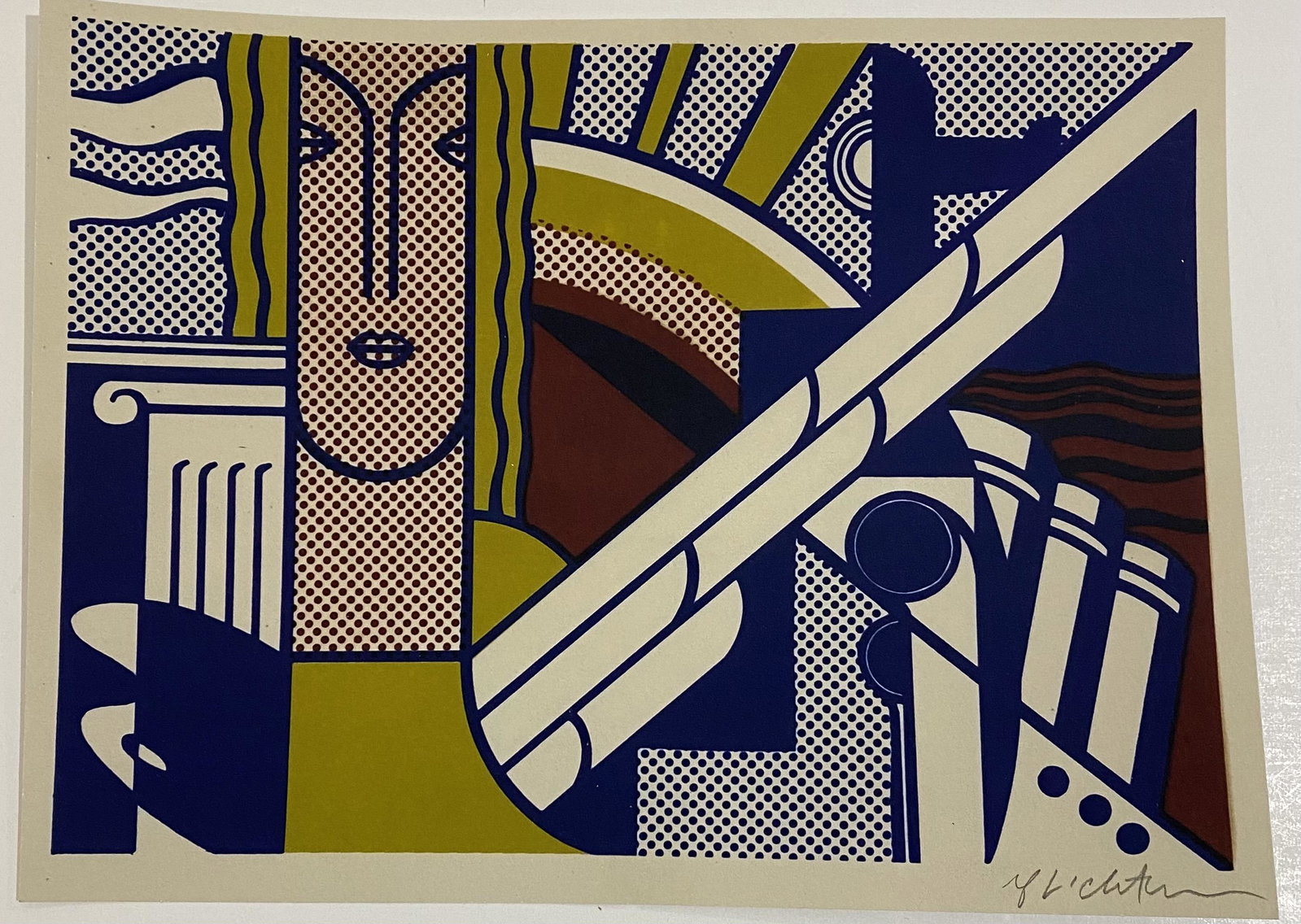Roy Lichtenstein (Modern) Signed Print on Wove Paper: ROY LICHTENSTEIN (1923-1997) Modern Art Poster Print in colors on wove paper 8" x 11" Signed lower right side in pencil
