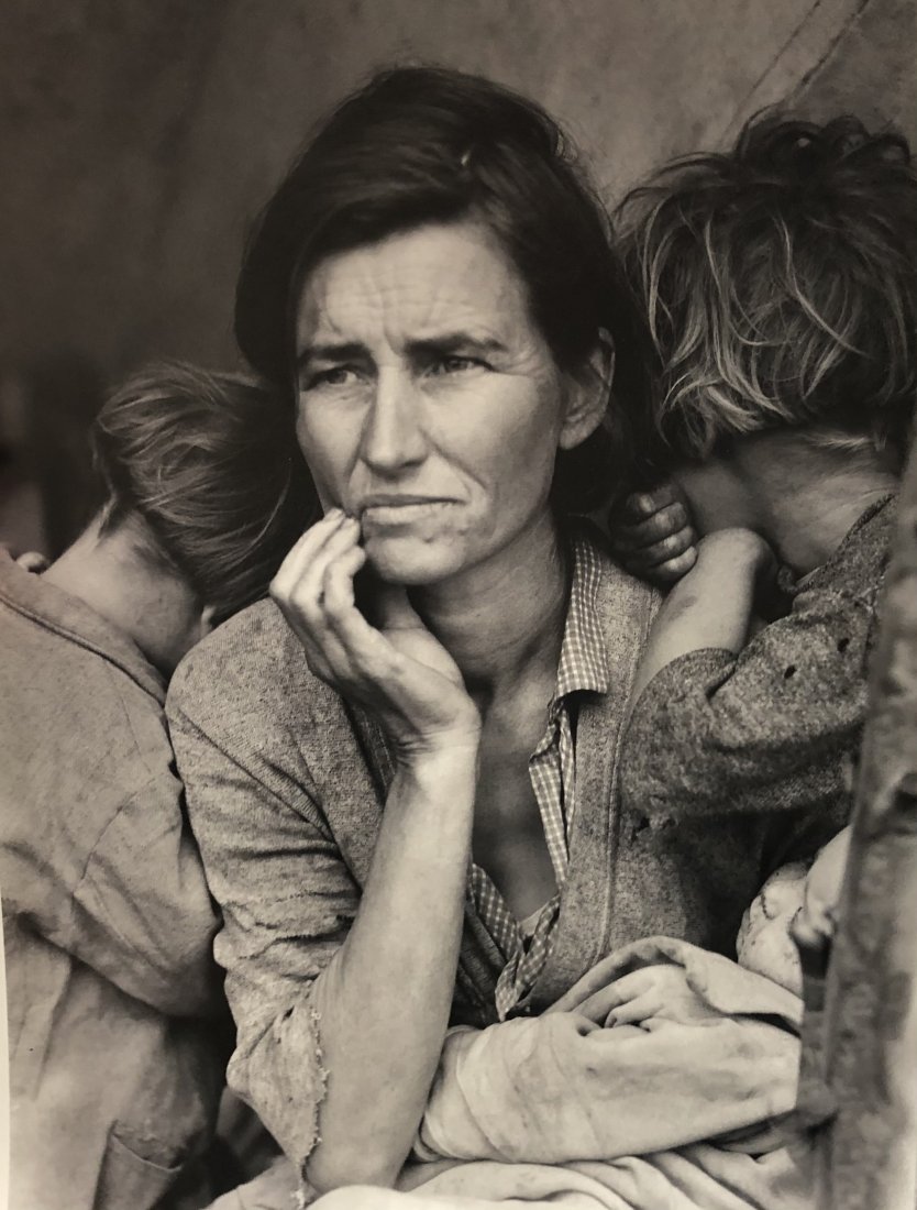 Dorothea Lange (Migrant Mother) Photo-Litho: DOROTHEA LANGE (1895-1965) Migrant Mother, Nipomi, CA Photo-litho Printed circa late 20th c. 20" x 16"