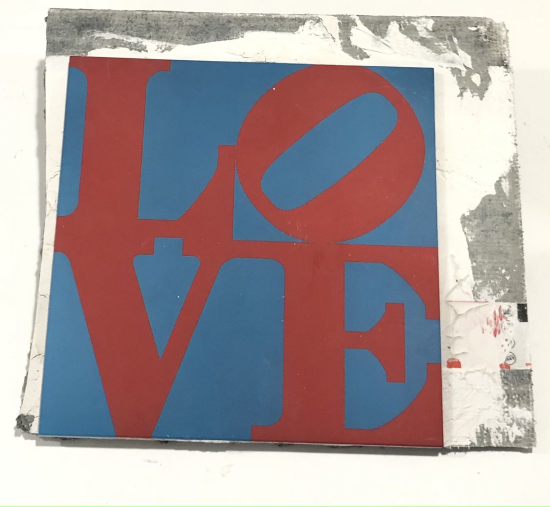 Robert Indiana (Love) Art Tile: ROBERT INDIANA (1928-2018) Love Ceramic art tile 12" x 11 3/4" tile size ; mount: 15 1/4" x 13 3/4"