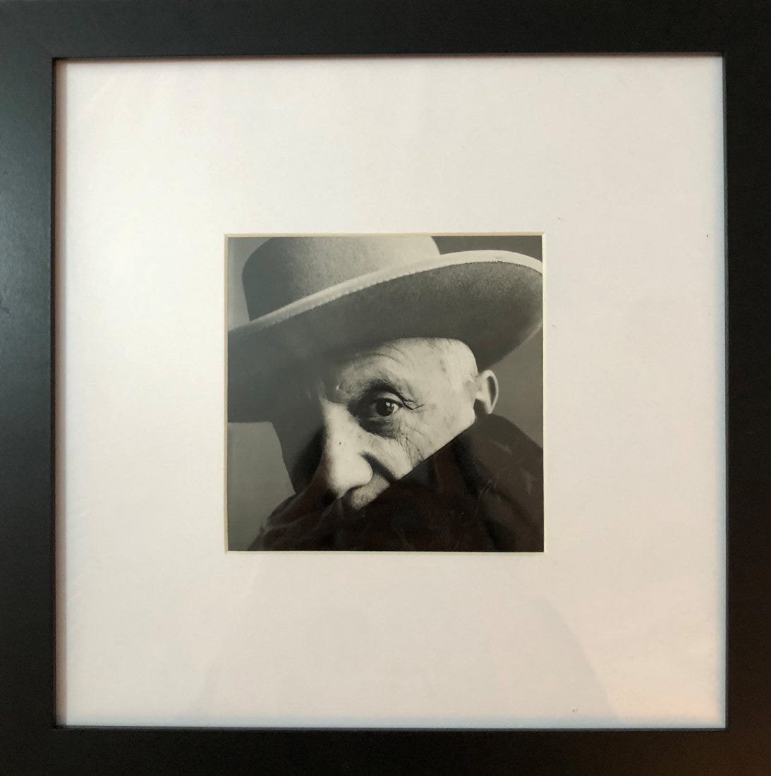 Irving Penn (Pablo Picasso, Cannes) Photograph: IRVING PENN (1917-2009) Pablo Picasso, Cannes, 1960 Photograph, printed later 4 1/2" x 4 1/2" sight; framed: 11 1/2" x 11 1/2"