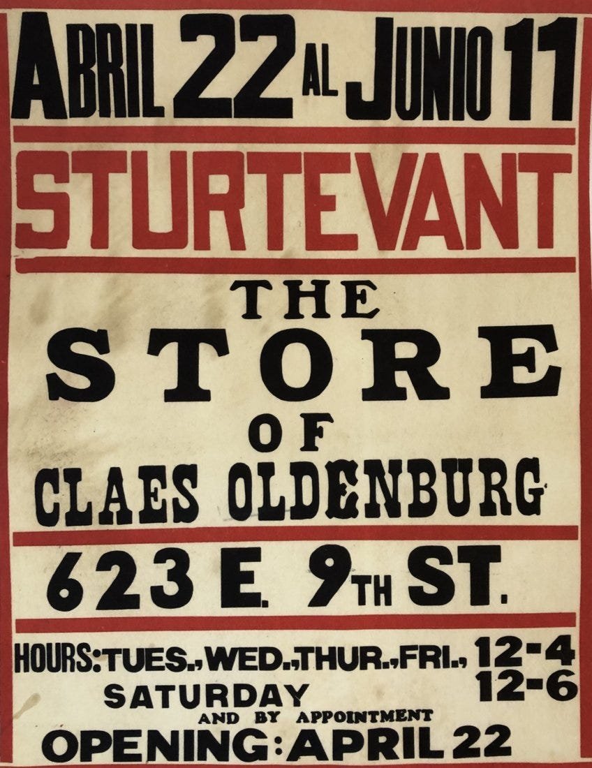 Elaine Sturtevant (The Store of Claes Oldenburg): The Store of Claes Oldenburg exhibition Offset lithograph in colors 20 5/8" x 19 1/2"