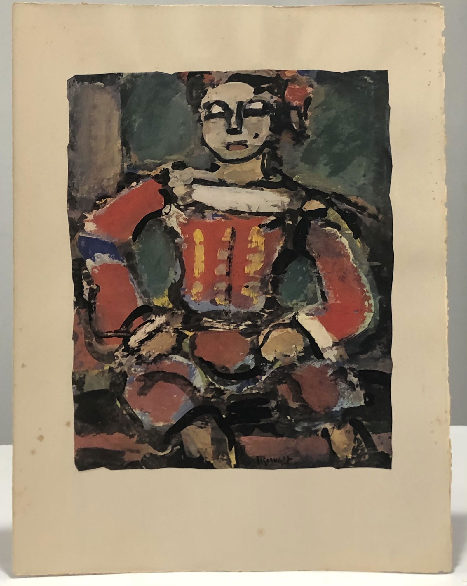 Georges Rouault Mid Century Lithograph on Arches Paper: GEORGES ROUAULT (1871-1958) Lithograph on heavy Arches paper Watermarked to lower right side 16 1/2" x 12 3/4" sheet