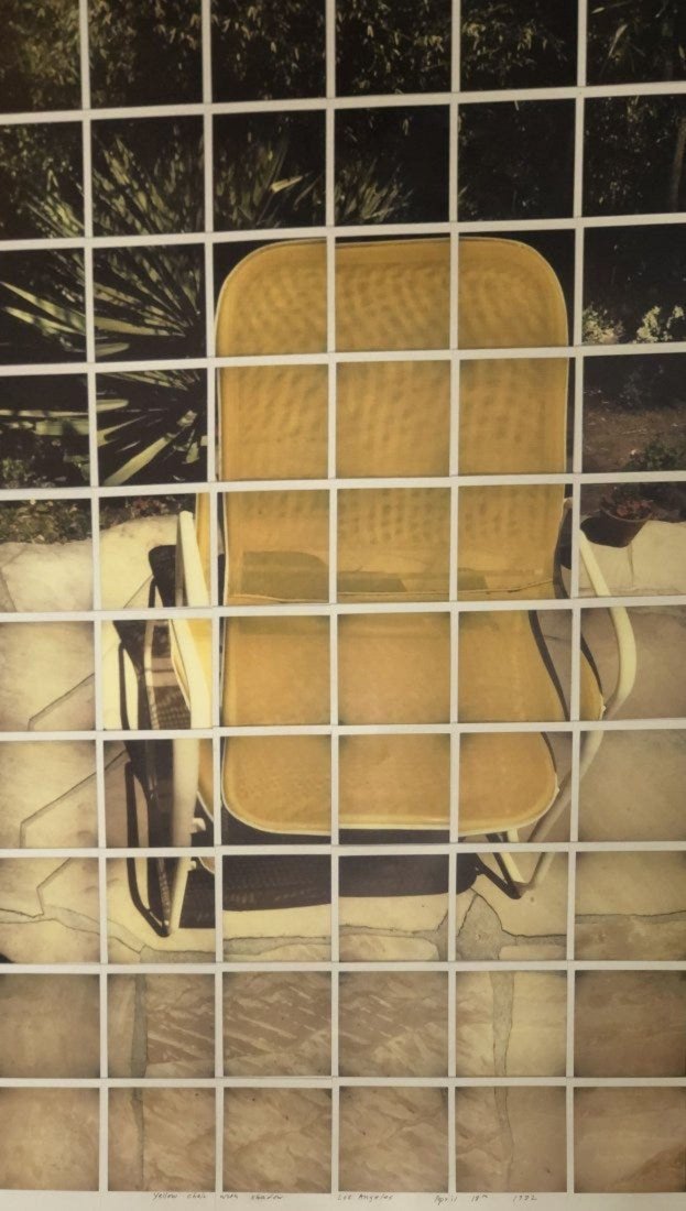 David Hockney (Yellow Chair with Shadow) Photograph: DAVID HOCKNEY (B. 1937) Yellow Chair with Shadow Photograph, printed later 32" x 18" Mounted to same sized cardstock