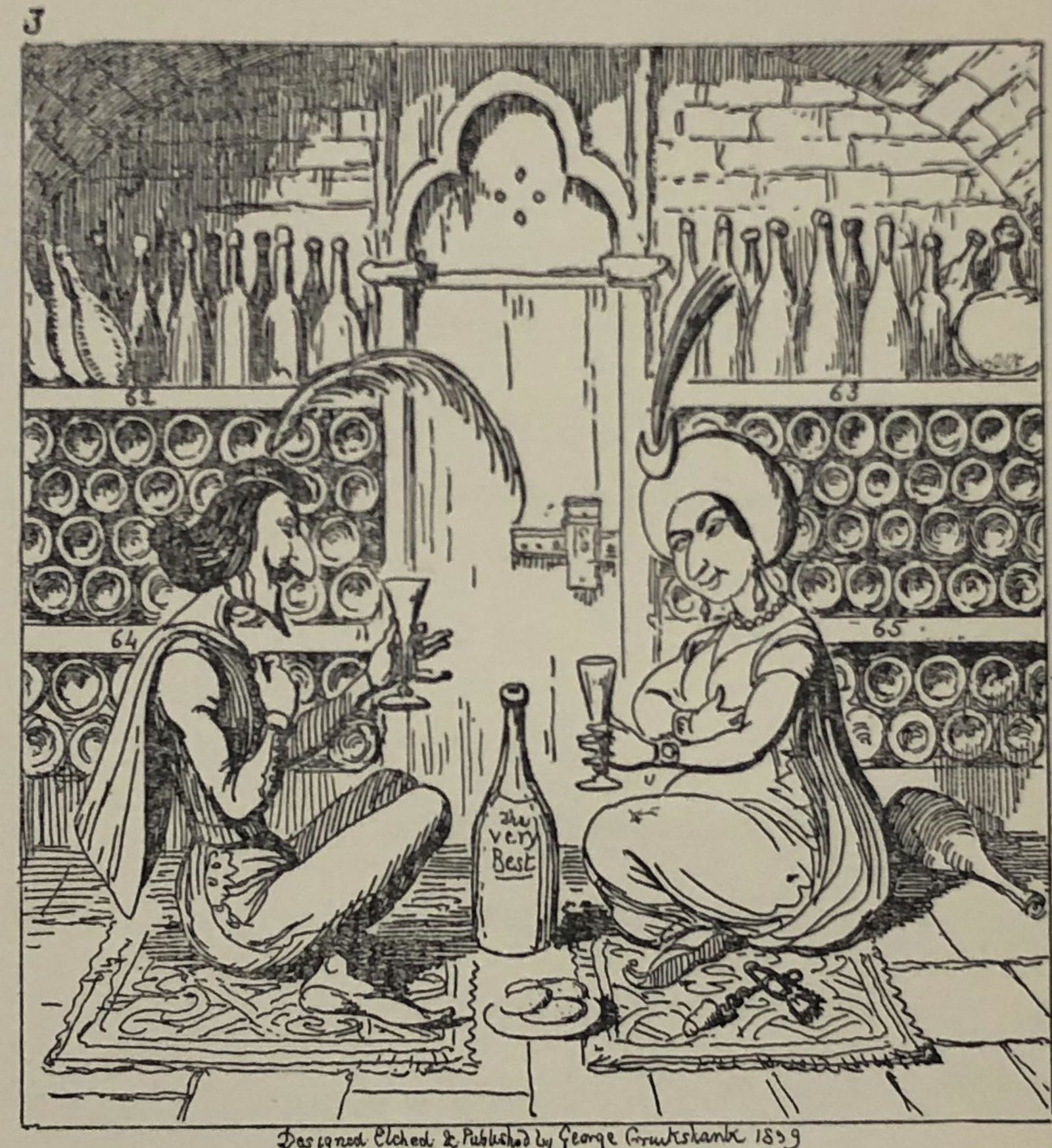 George Cruikshank British Antique Illustration Print: GEORGE CRUIKSHANK Early illustration print 3 1/2" x 3 1/4" Mounted to same sized cardstock