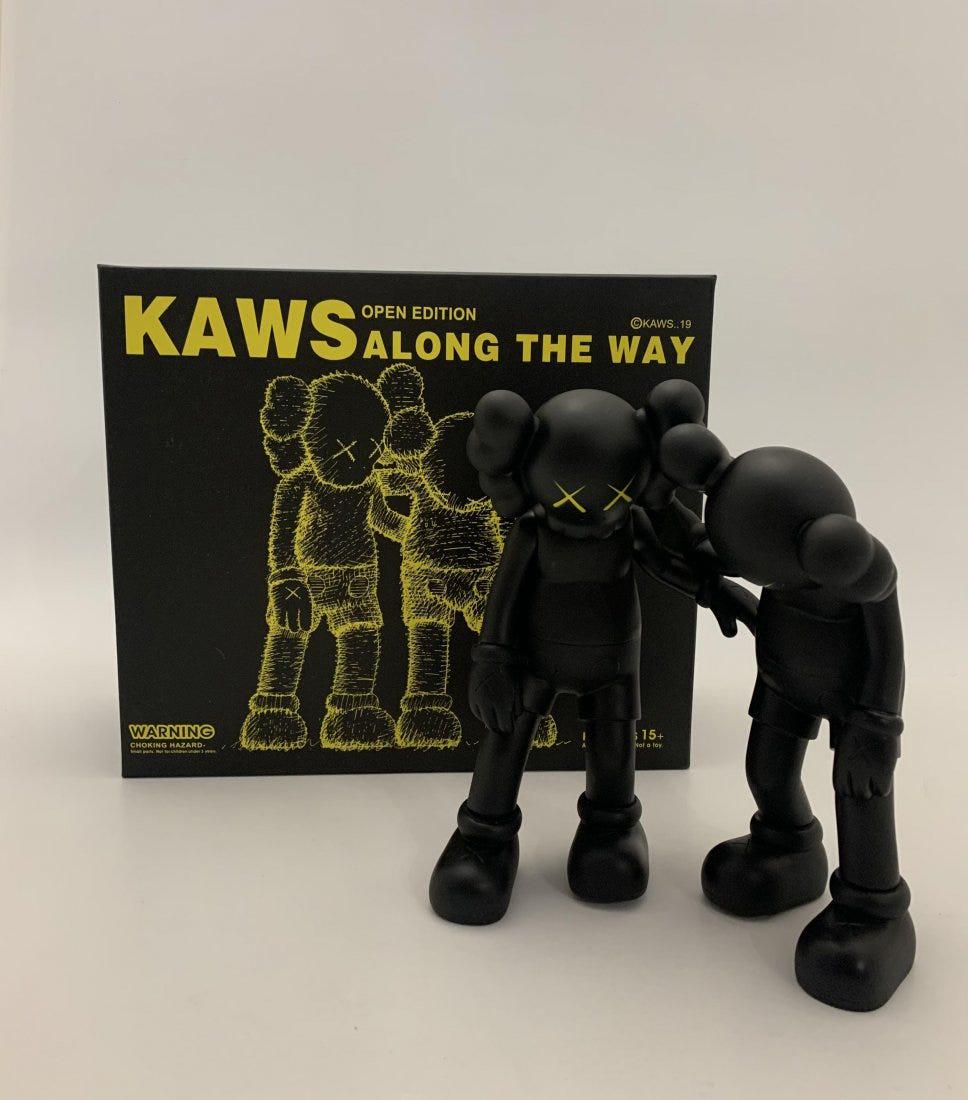 Kaws Companion Figures Open Edition (Along The Way): KAWS (B. 1974) Along The Way, 2019 Painted cast vinyl 10", 10 1/2" height (each figure) Stamped to the underside of feet Produced by Medicom Toy and OriginalFake, Tokyo