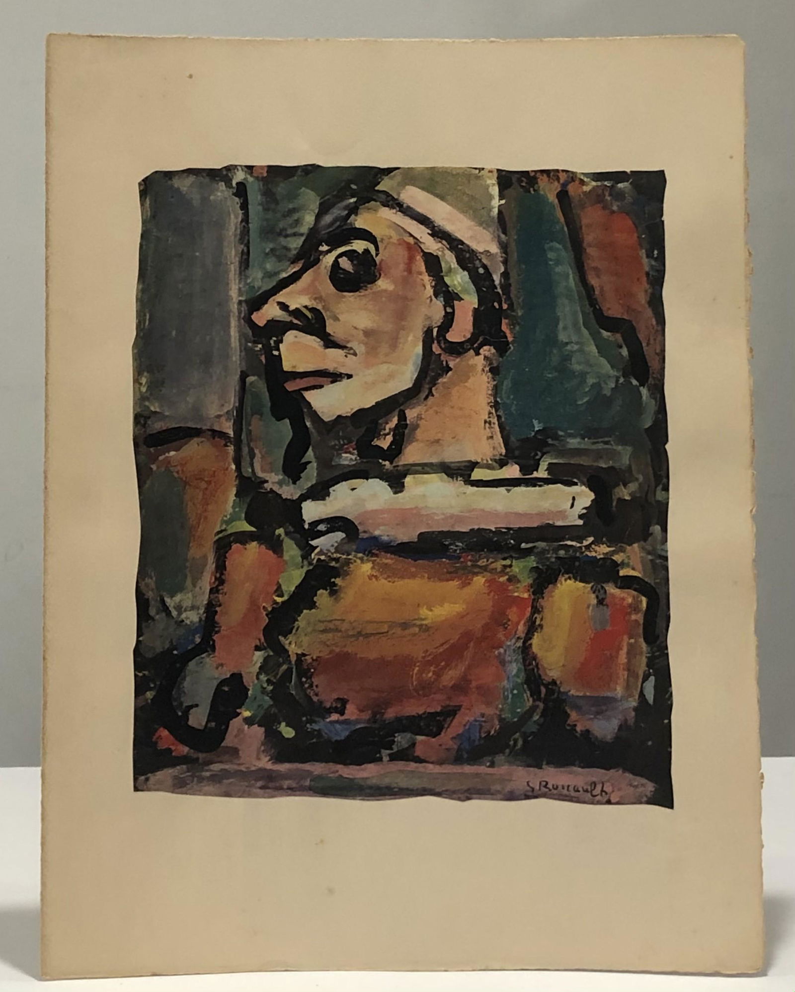 Georges Rouault Mid Century Lithograph on Arches Paper: GEORGES ROUAULT (1871-1958) Lithograph on heavy Arches paper Watermarked to lower right side 16 1/2" x 12 3/4" sheet