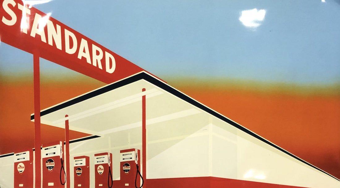 Ed Ruscha (Standard Station) Glossy Print on Paper: ED RUSCHA (B. 1937) Standard Station Glossy Print on Paper 30" x 53" Mounted to same sized cardstock
