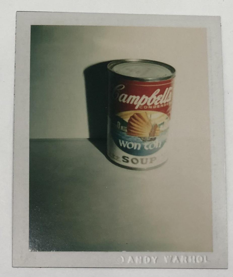 Andy Warhol (Campbells Soup) Polaroid Print: 7" x 5 3/4" Mounted to same sized cardstock