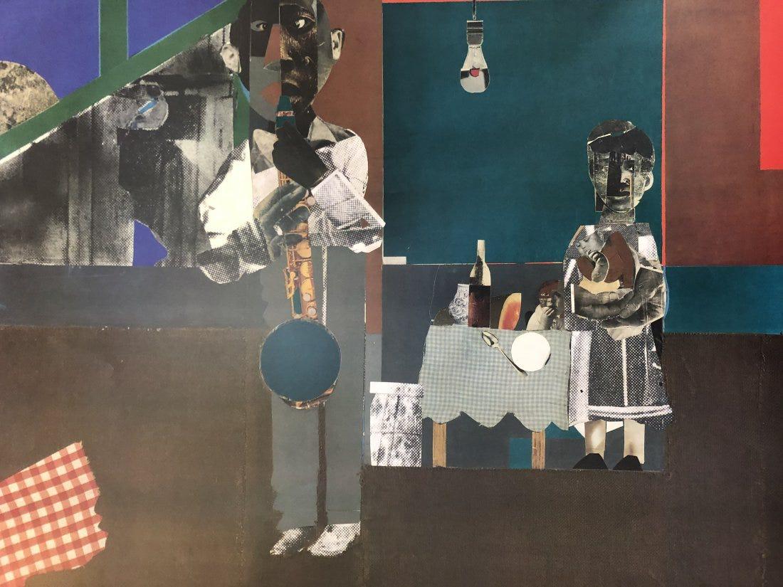 Romare Bearden Pencil Signed Offset Lithograph: ROMARE BEARDEN (1911-1988) Colored offset lithograph on heavy paper 25" x 31" Signed lower right side in pencil