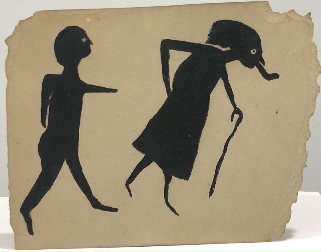 Attributed to Bill Traylor Paint on Cardboard: ATTRIBUTED TO BILL TRAYLOR (1854-1949) Untitled Paint on cardboard 7 1/2" x 10"