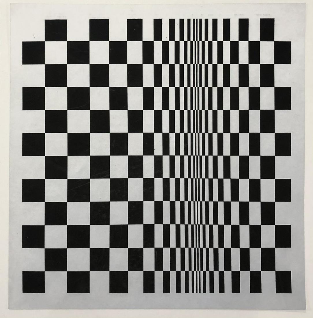 Bridget Riley (Movement in Squares) Print: BRIDGET RILEY (B. 1931) Movement in Squares Print on paper 19 3/4" x 20" Mounted to same sized cardstock
