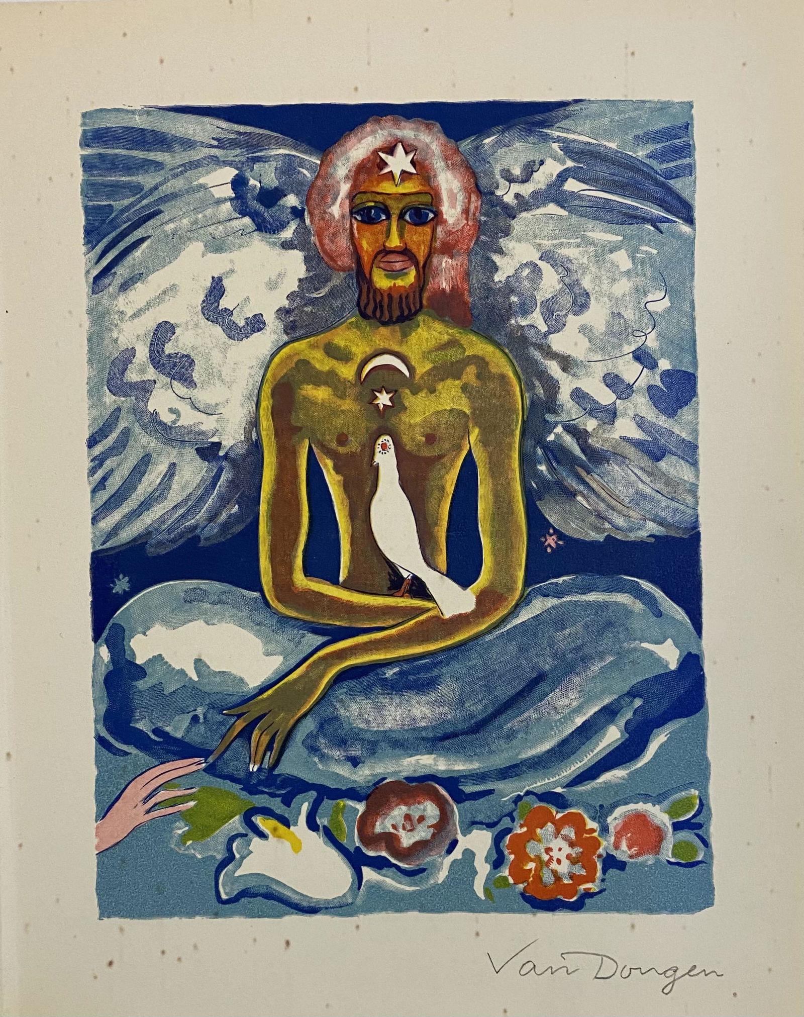 Kees Van Dongen (Untitled) Pencil Signed Pochoir: KEES VAN DONGEN (1877-1968) Untitled Pochoir in colors on paper 8 1/2" x 6" Signed lower right side in pencil