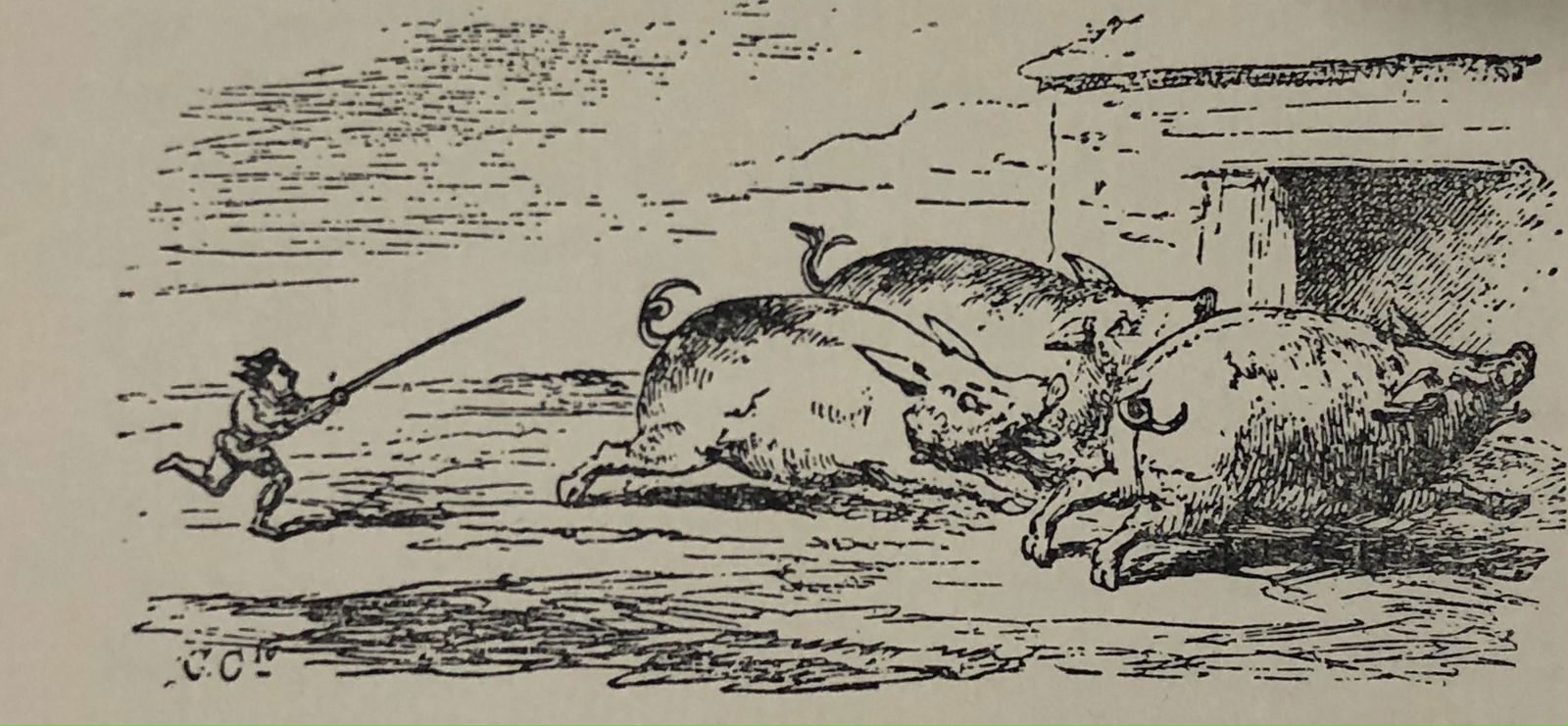 George Cruikshank British Antique Illustration Print: GEORGE CRUIKSHANK Early illustration print 2" x 4" Mounted to same sized cardstock