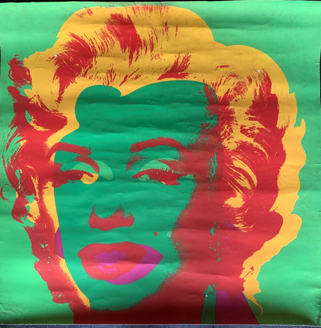 After Andy Warhol (Marilyn Monroe) Print on Heavy Paper: AFTER ANDY WARHOL (1928-1987) Marilyn Monroe Print in colors on Heavy paper 35 1/2" x 35 1/2" Sealed to lower side "Castelli Gallery 4 E 77 - New York"
