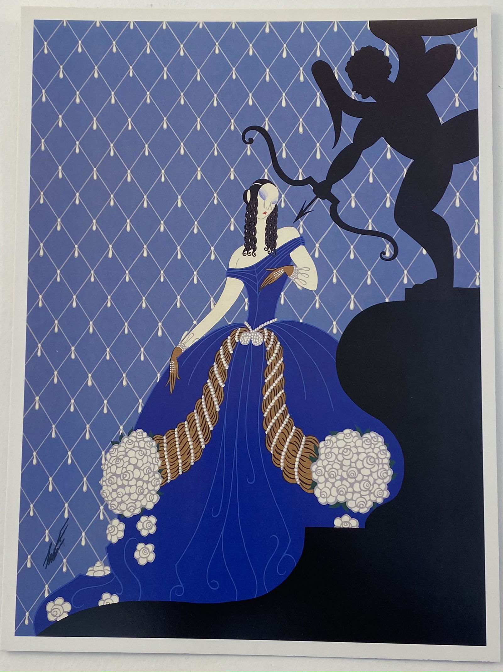 Erte Print in Colors Ink Stamped Signature: Erte Print in Colors Ink Stamped Signature Measures 11.5 x 8.5 inches