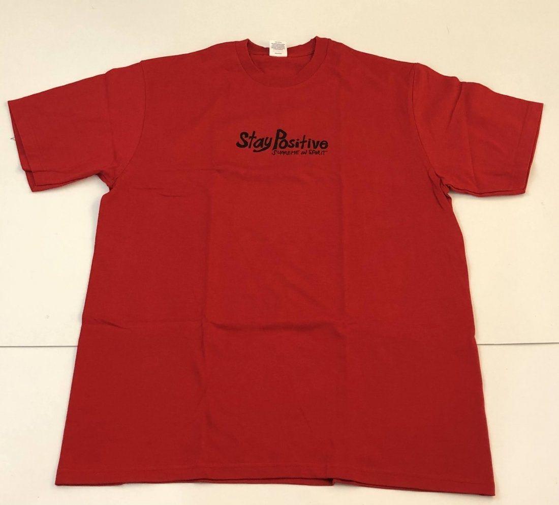 Red Stay Positive Supreme T-shirt (1 of 4)