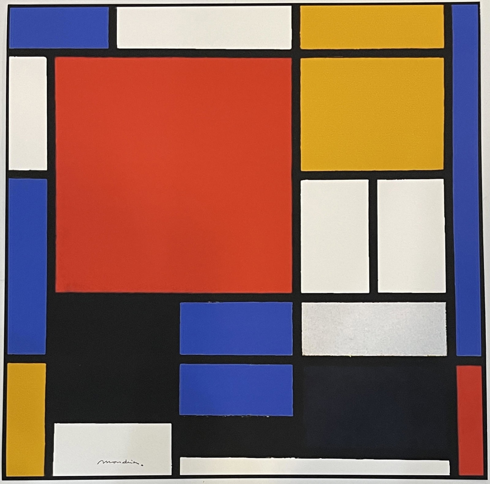 Piet Mondrian Screenprint on Heavy Wove Paper: Piet Mondrian Screenprint on Heavy Wove Paper Measures 19 x 19 inches Stamped signature