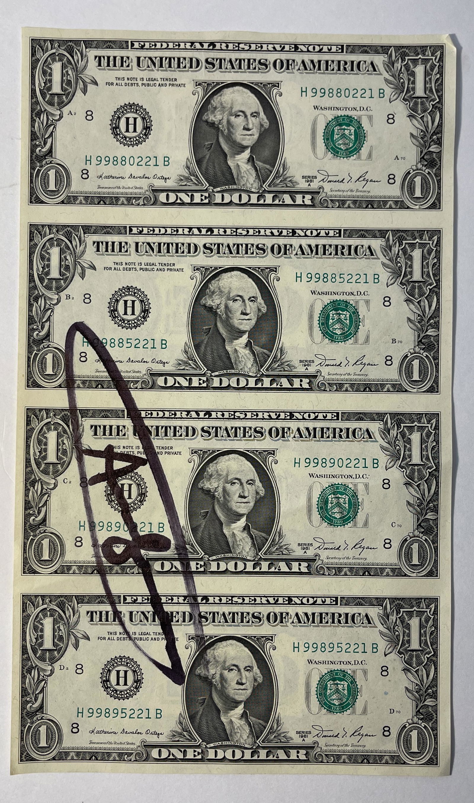 Andy Warhol - Dollar Currency Sheet (Hand Signed) (1 of 4)