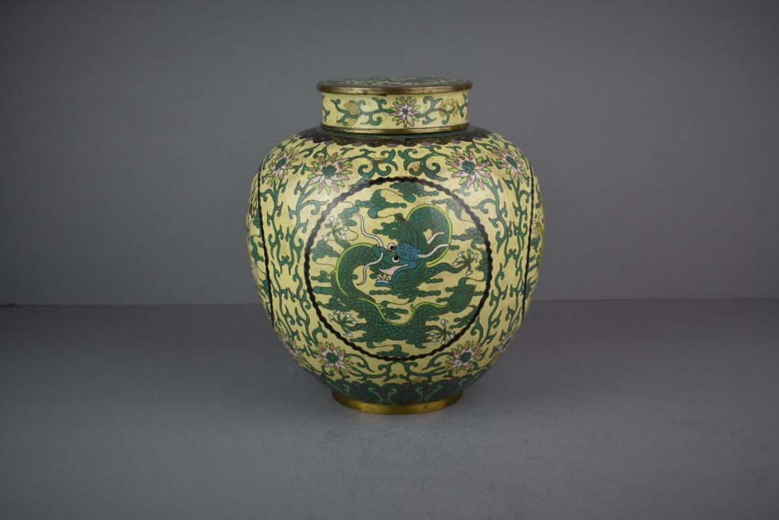 CHINESE QING DYNASTY CLOISONNE DRAGON JAR (1 of 8)