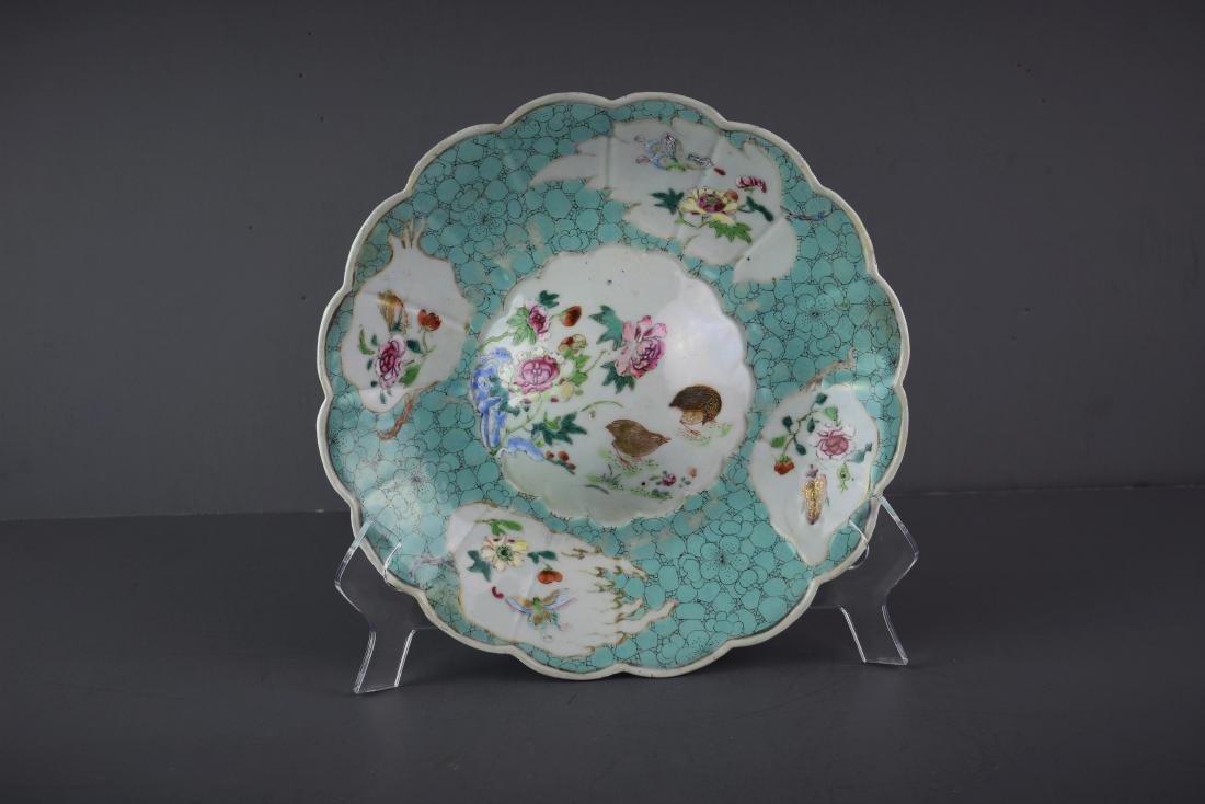 CHINESE EXPORT YONGZHENG ROBINS EGG BLUE QUAIL BOWL (1 of 6)