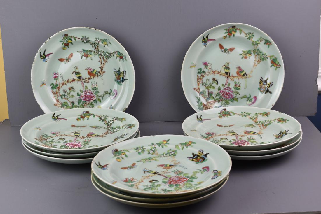 SET OF 11 CHINESE EXPORT 19TH C. CELADON PLATES (1 of 7)