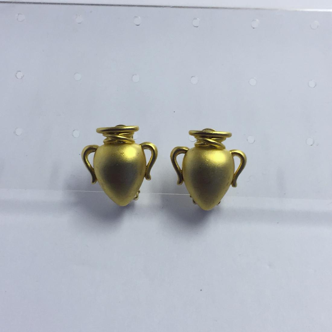 18k gold clad amphora earrings #41: measures: 7/8" long by 7/8" wide condition: good