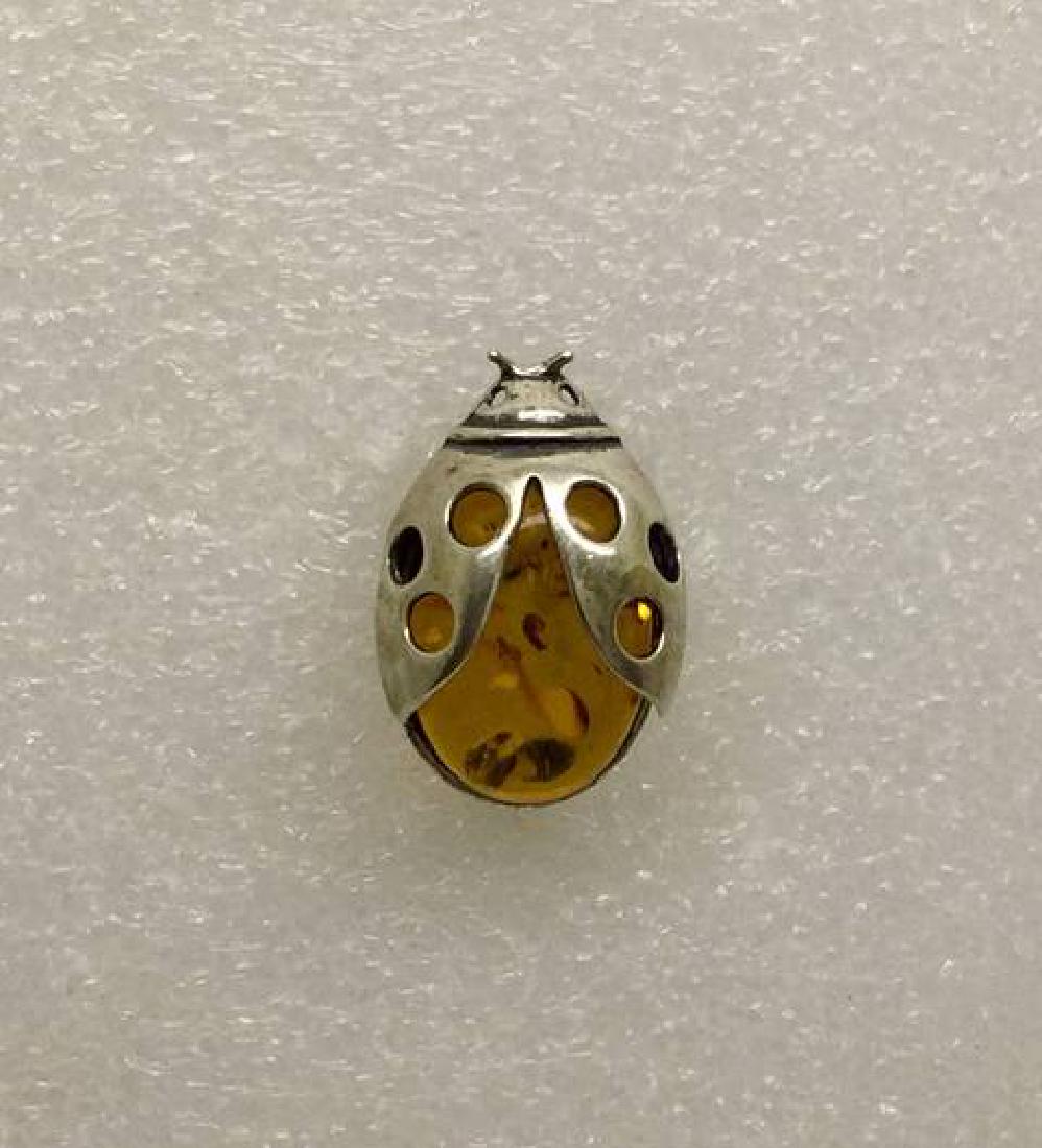 sterling silver Baltic amber lady bug brooch #170 (1 of 4)