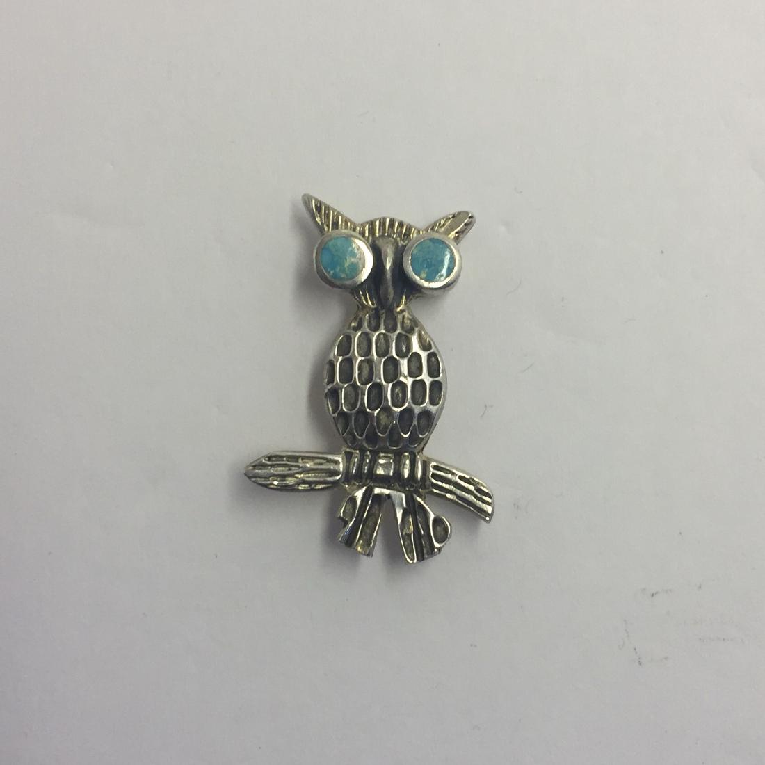 sterling silver turquoise owl brooch #465 (1 of 3)