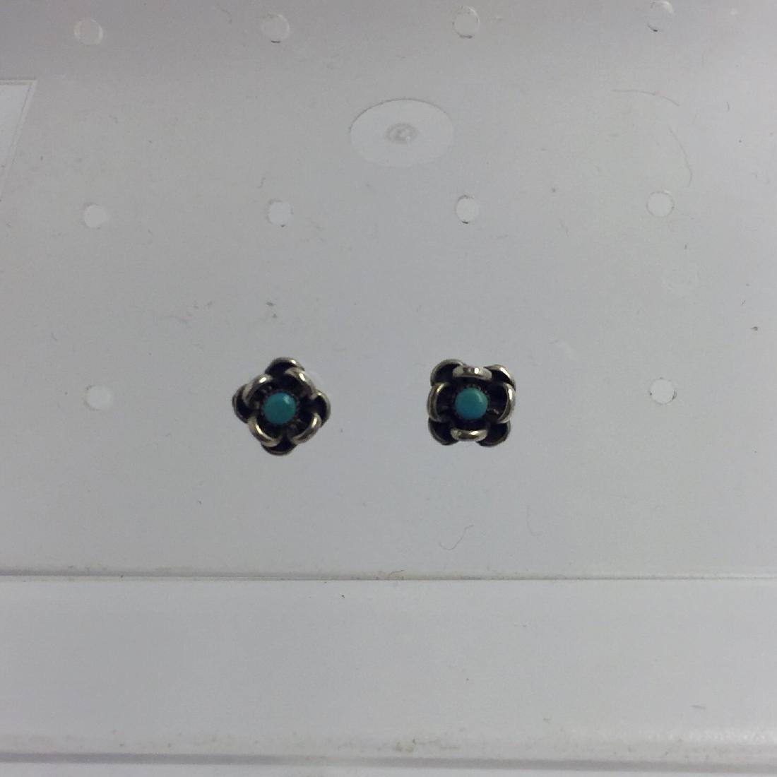 navajo sterling silver turquoise studs earrings #495 (1 of 3)