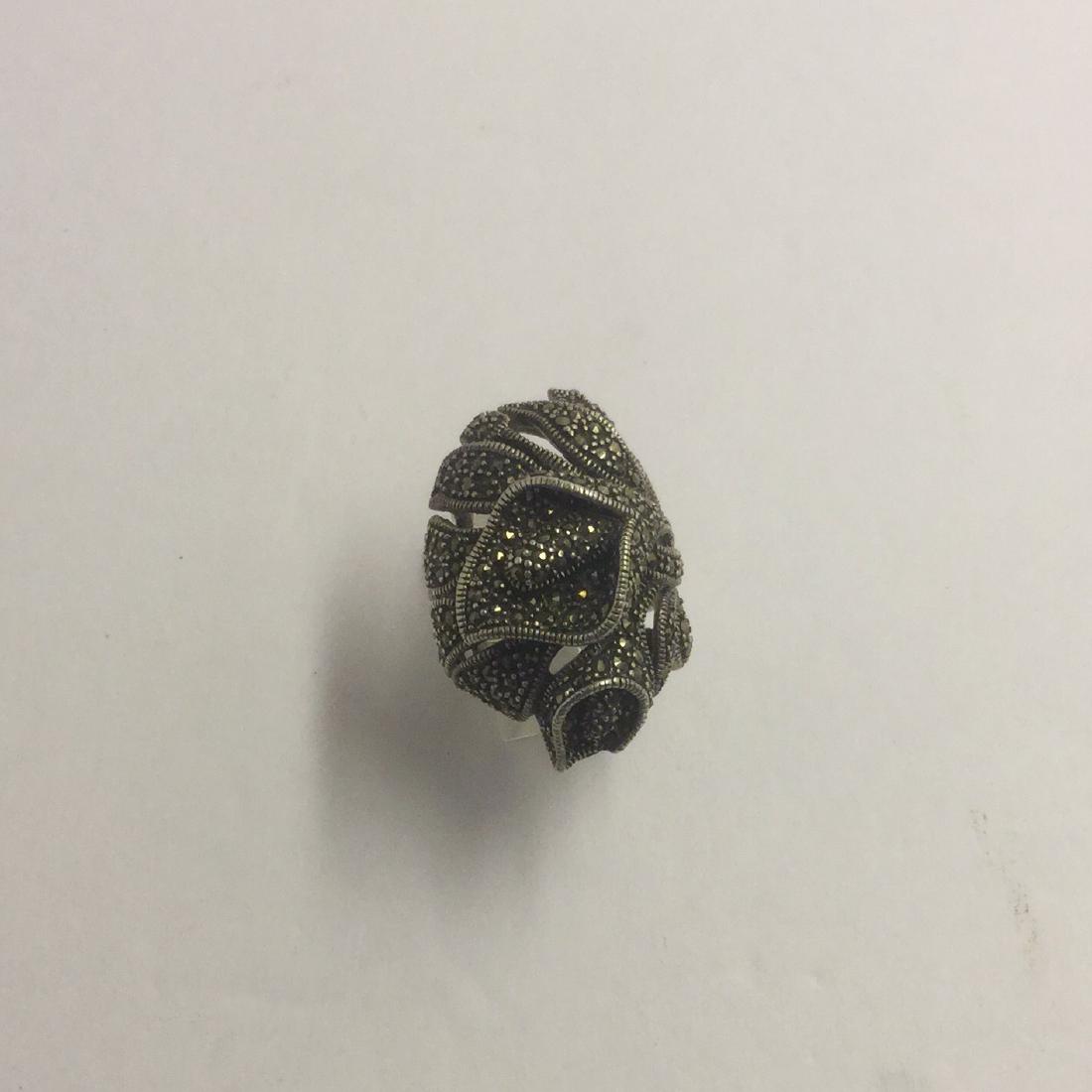 sterling silver calla lily marcasite ring #743: measures: 1 3/8” wide size: 6 condition: great