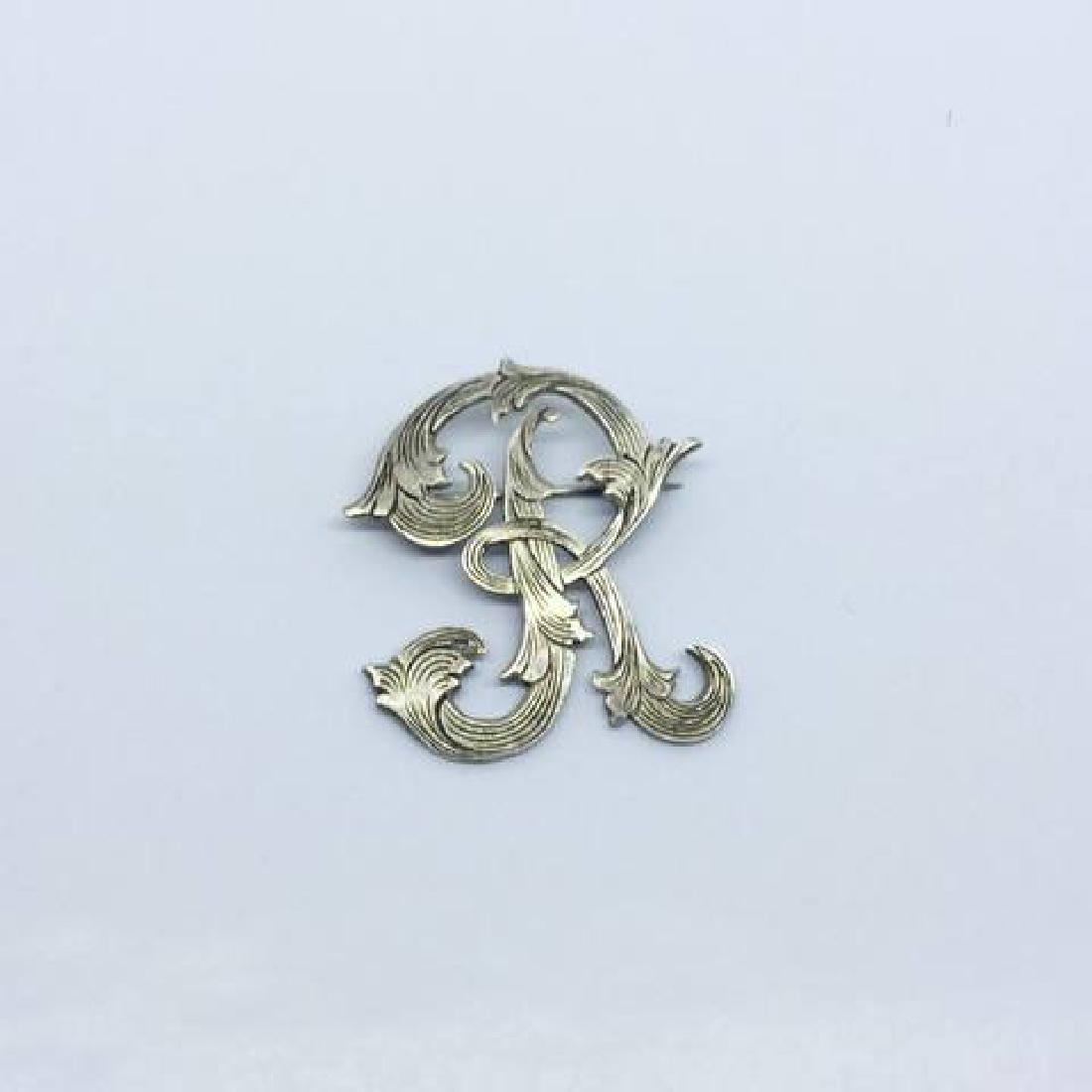 PLATAMEX sterling silver R initial brooch #105 (1 of 3)