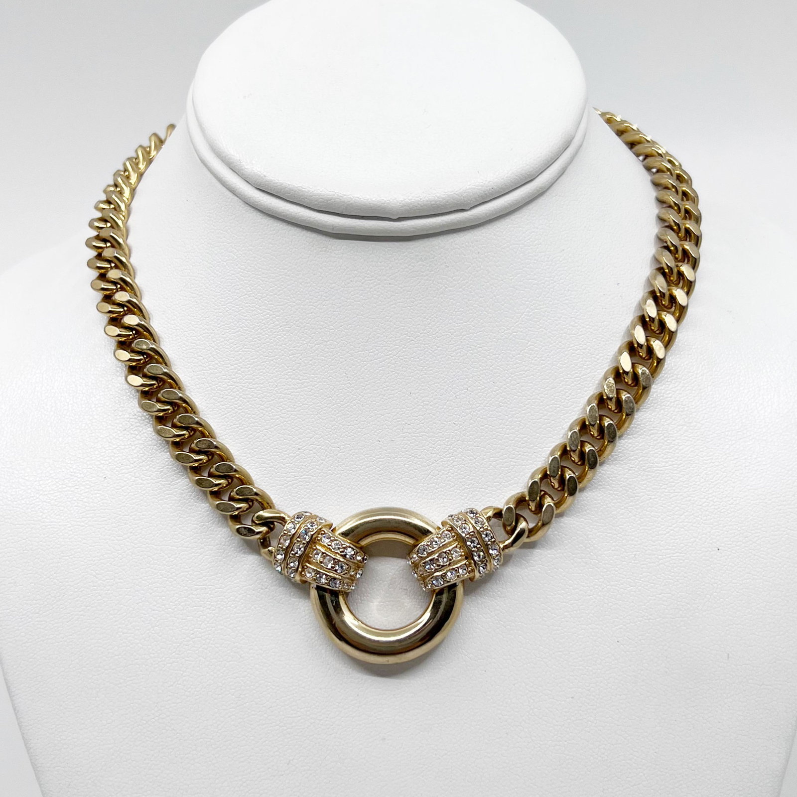 Erwin Pearl gold tone rhinestone necklace: Measurements: Signed: Erwin Pearl Metal: gold tone metal In like new pre-owned condition