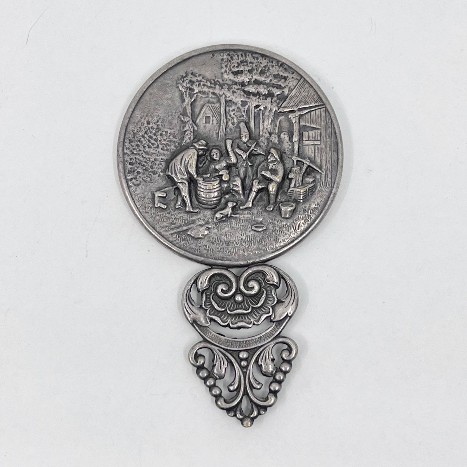 Danish Spritzer Fuhrmann Silver Plated Hand Mirror: Measurements: 4 1/4" long by 2 5/8" wide Material: silver plated Signed: Spritzer Fuhrmann 297 In good pre-owned condition