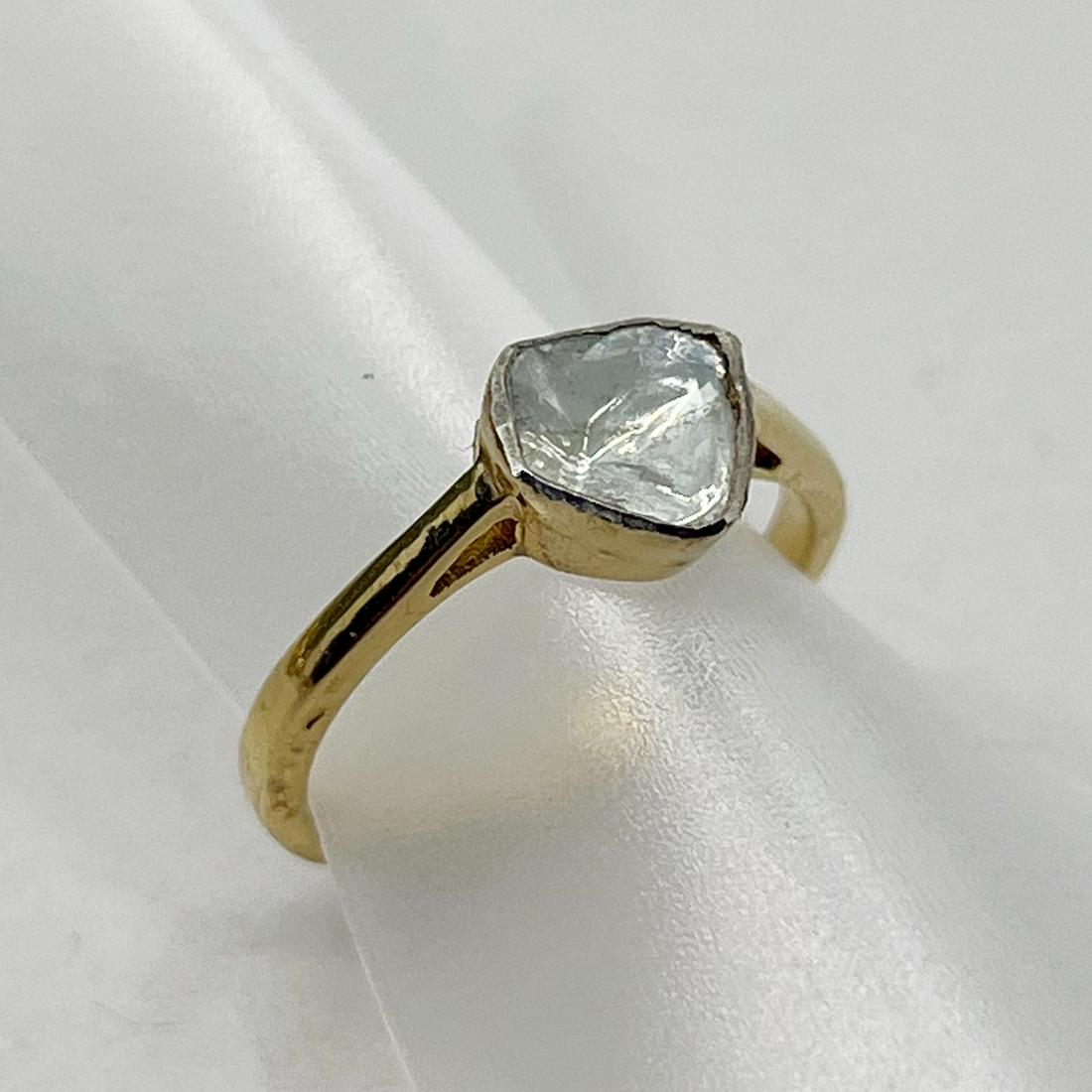 Gold Vermeil sterling silver 6x7mm Polki Diamond solitaire ring (1 of 4)