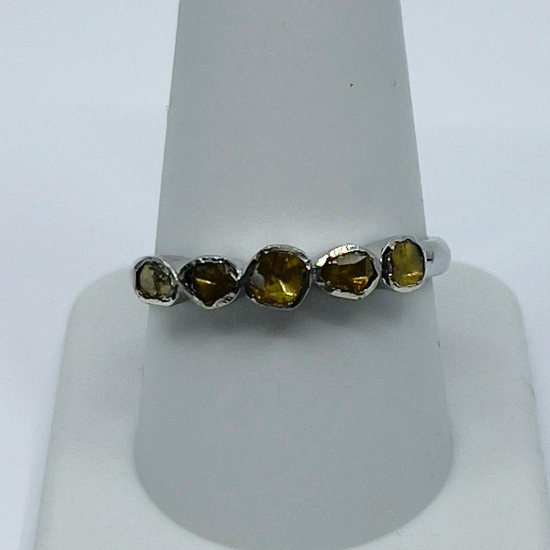Sterling Silver yellow polki Diamond band ring (1 of 4)