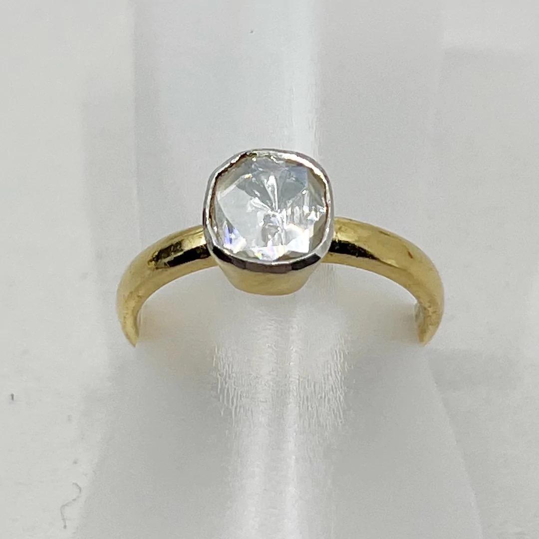 Gold Vermeil sterling silver 7mm Polki Diamond solitaire ring (1 of 6)